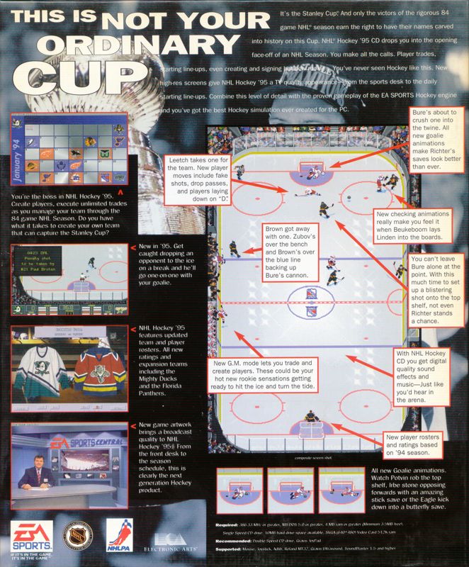 Back Cover for NHL 95 (DOS)