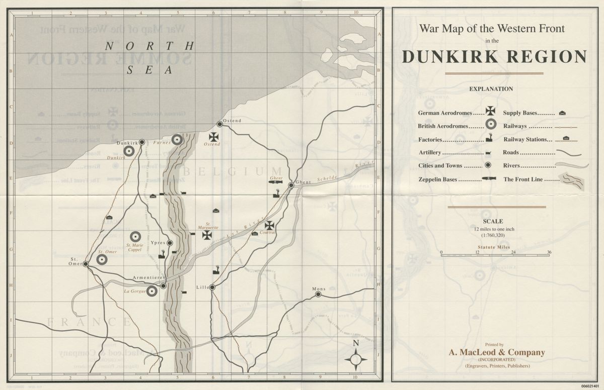 Map for Aces: The Complete Collector's Edition (Windows 3.x): Dunkirk Region