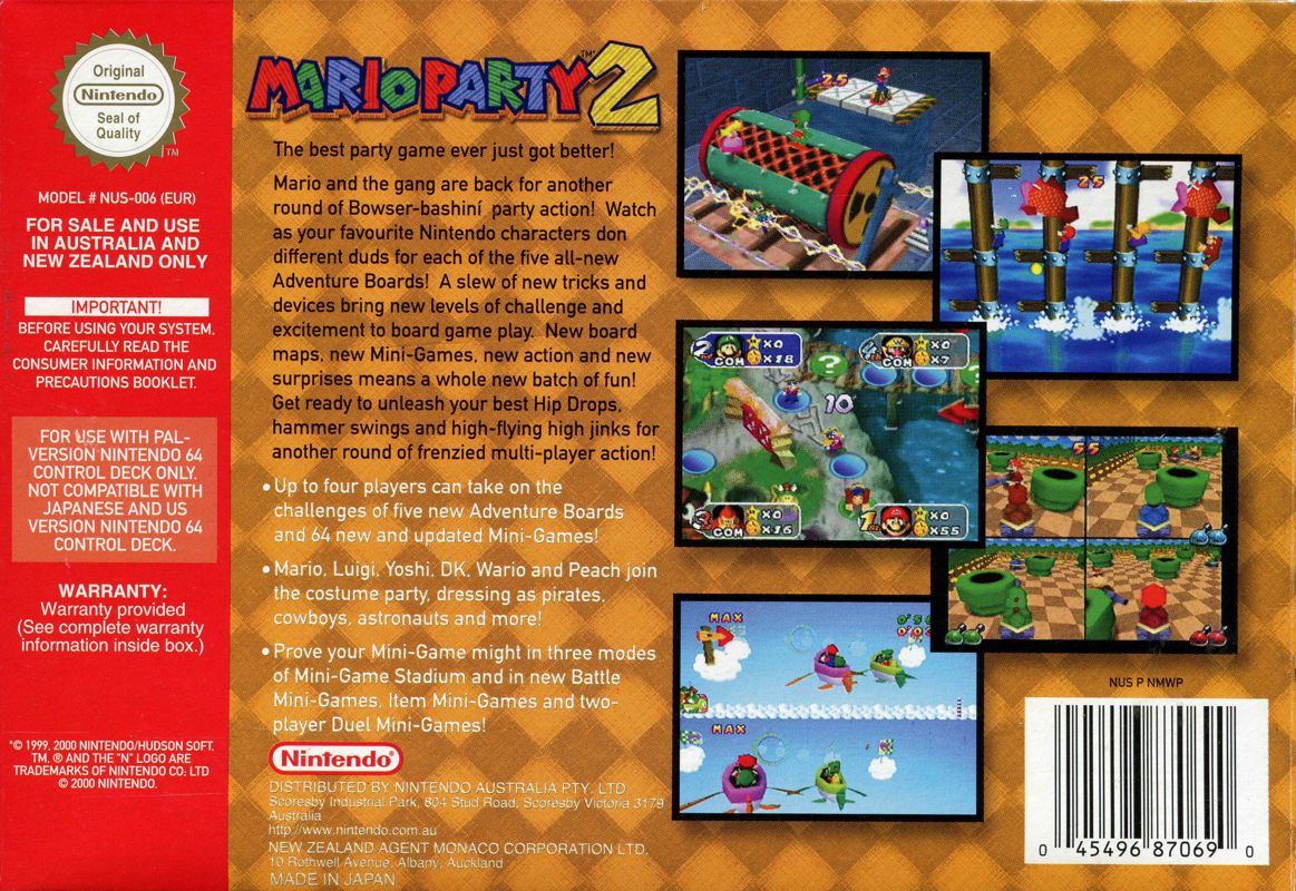 Back Cover for Mario Party 2 (Nintendo 64)