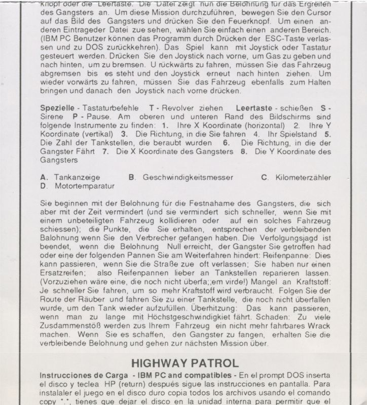 Inside Cover for Highway Patrol II (DOS) (The 16-bit Pocket Power Collection): Middle Inlay