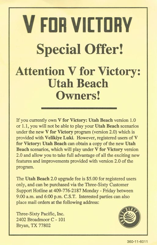 Advertisement for V for Victory: Market Garden (DOS)