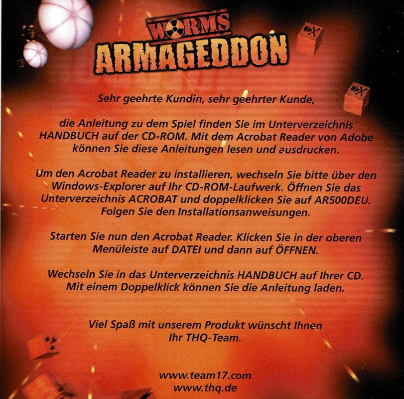 Other for Worms: Armageddon (Windows) (Software Pyramide release): Jewel Case - Left Inlay