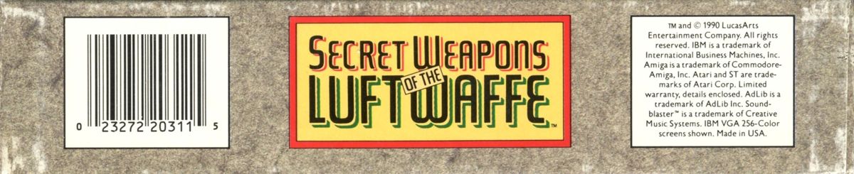 Spine/Sides for Secret Weapons of the Luftwaffe (DOS) (5.25 disk release (alternate sticker)): Bottom