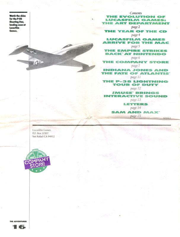 Advertisement for P-38 Lightning Tour of Duty (DOS): Adventurer #3 Fall 1991 - Back