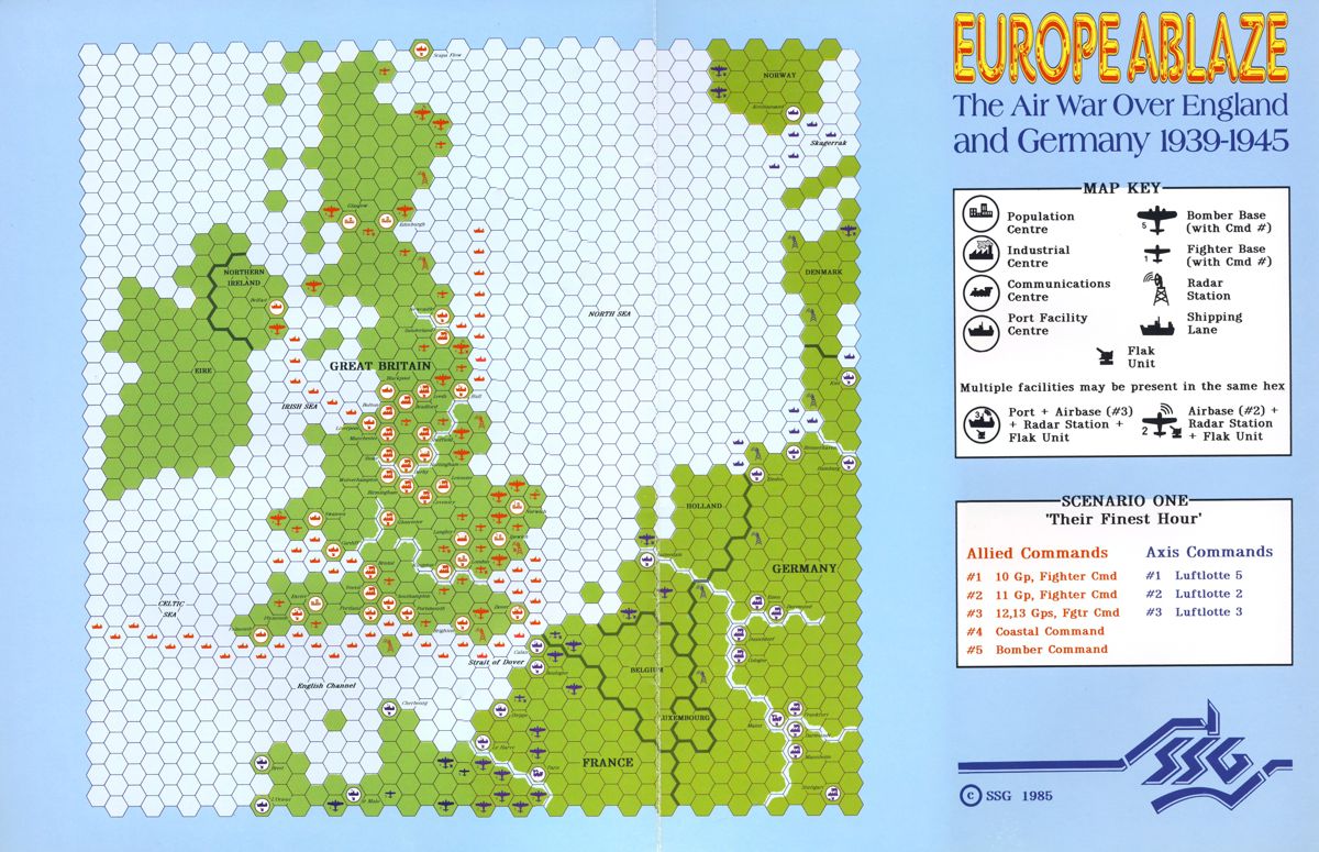 Extras for Europe Ablaze (Commodore 64): Battle Map - Back