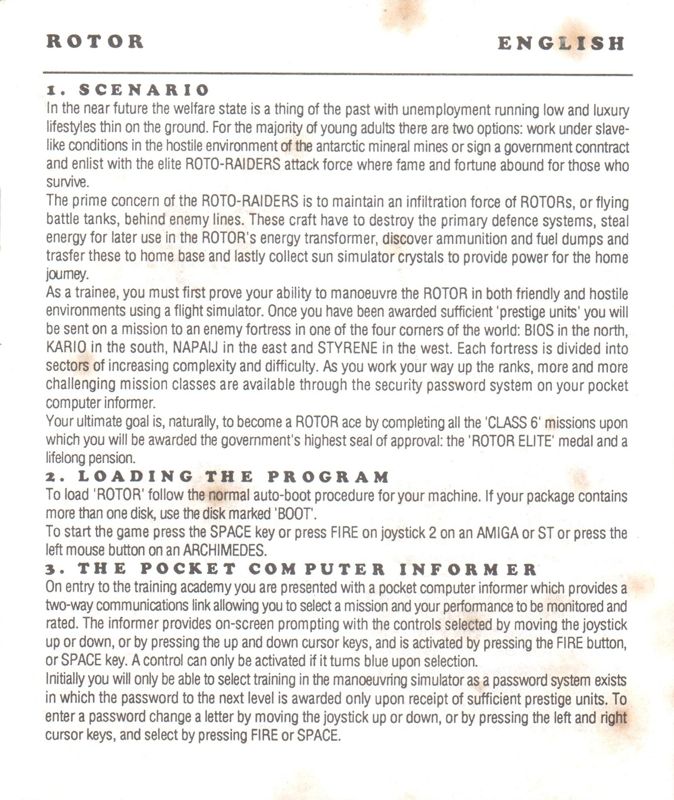 Manual for Rotor (Atari ST)