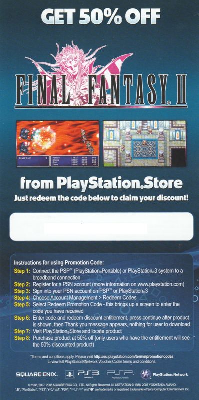 Other for The 3rd Birthday (Twisted Edition) (PSP): DLC Code 2 - Front