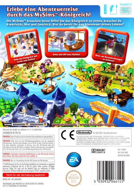 Back Cover for MySims: Kingdom (Wii) (Re-release)