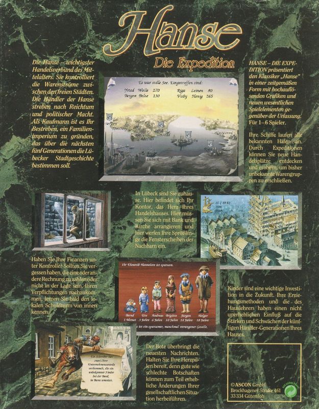 Back Cover for Hanse: Die Expedition (DOS) (3.5" floppy release)