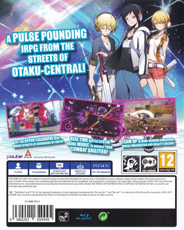 Back Cover for Akiba's Beat (PlayStation 4)