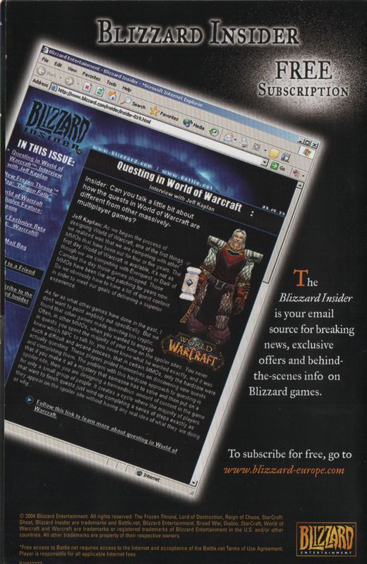 Advertisement for WarCraft III: Reign of Chaos (Macintosh and Windows) (BestSeller series release (2005)): Product Catalog - Back