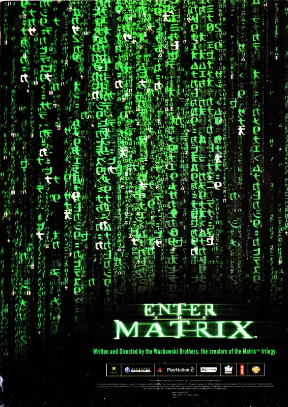 Extras for Enter the Matrix (PlayStation 2): Postcard - Front