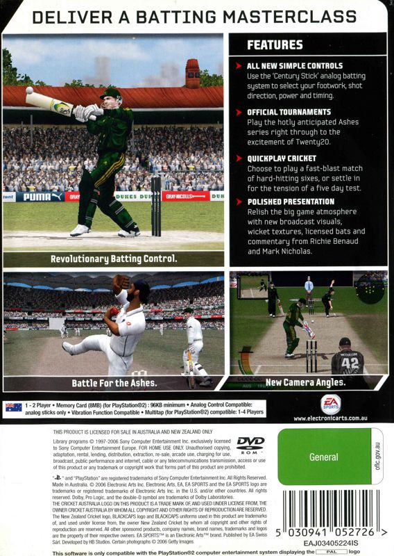 Back Cover for Cricket 07 (PlayStation 2)