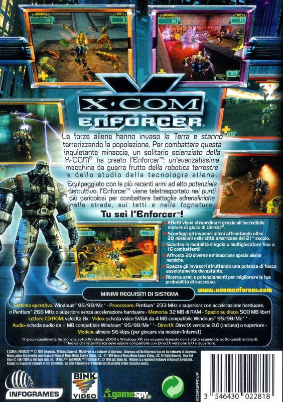 Back Cover for X-COM: Enforcer (Windows)
