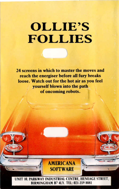 Back Cover for Ollie's Follies (Atari 8-bit)