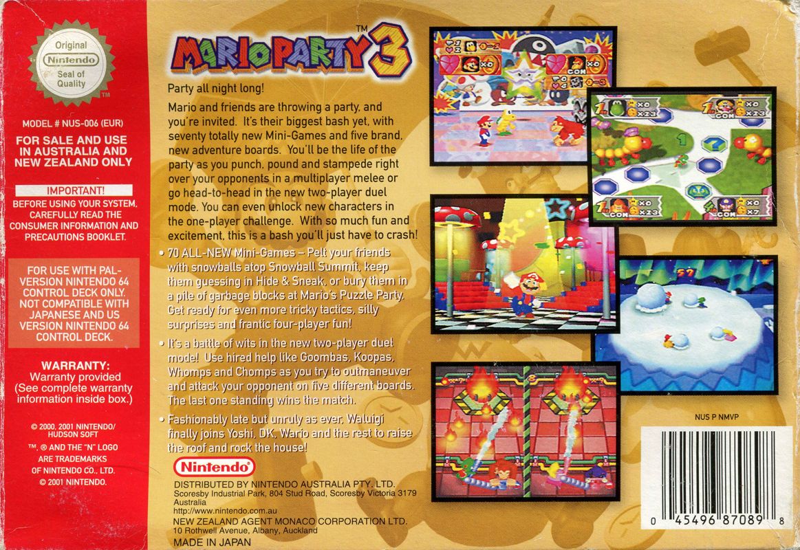 Back Cover for Mario Party 3 (Nintendo 64)
