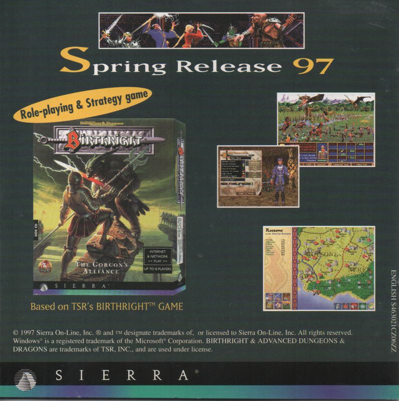Other for Betrayal in Antara (Windows and Windows 16-bit) (SierraOriginals release): CD 1 Jewel Case - Inside