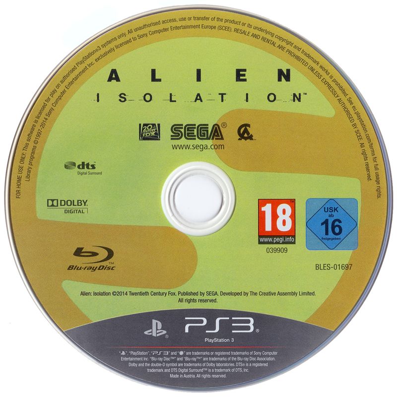 Media for Alien: Isolation - Ripley Edition (PlayStation 3)