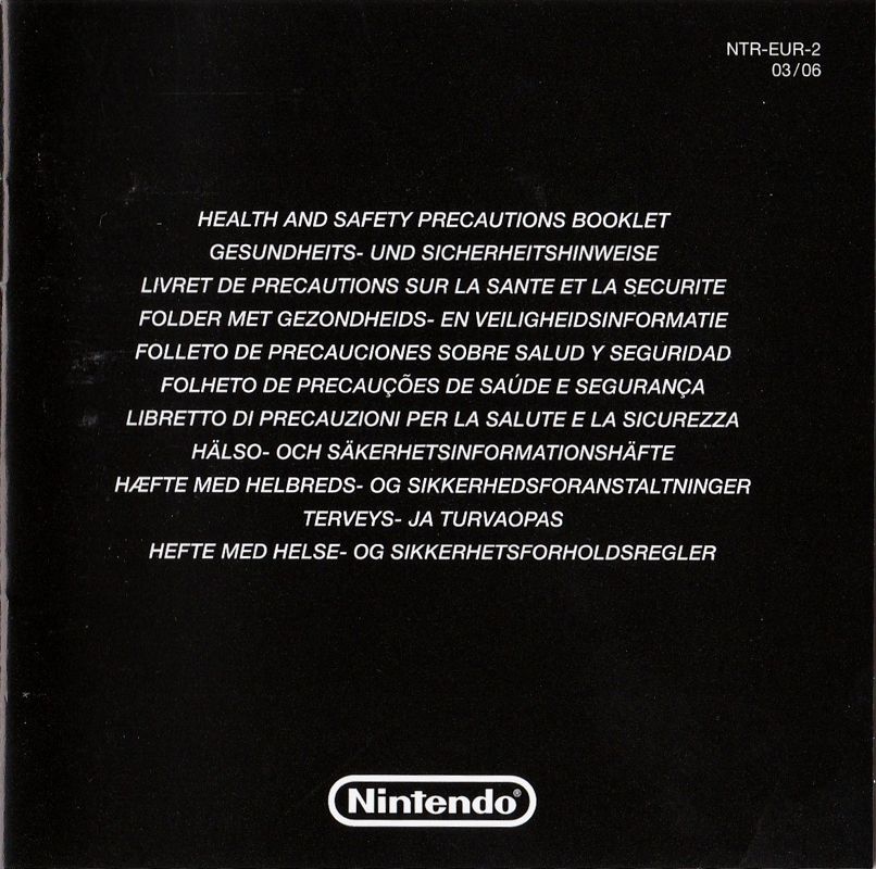 Extras for Lost in Blue (Nintendo DS): Health And Safety Precautions Booklet - Front