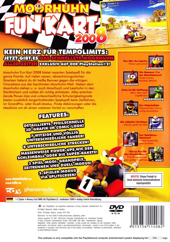 Back Cover for Moorhuhn: Fun Kart 2008 (PlayStation 2)