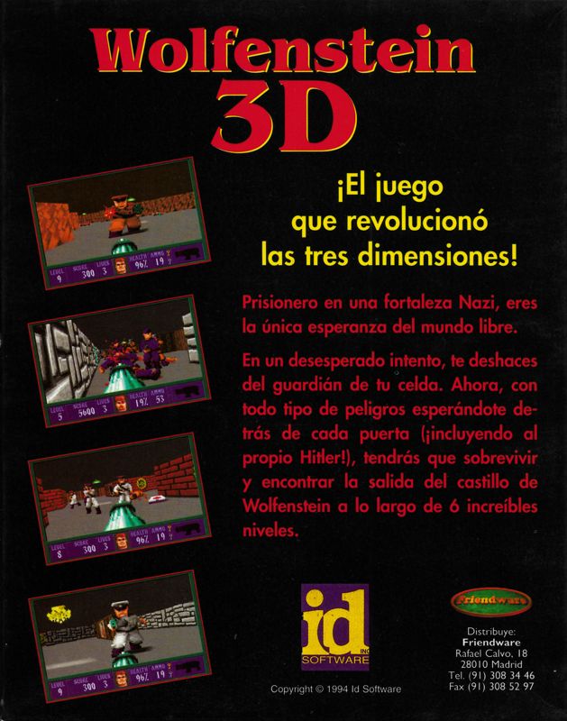 Back Cover for Wolfenstein 3D (DOS)