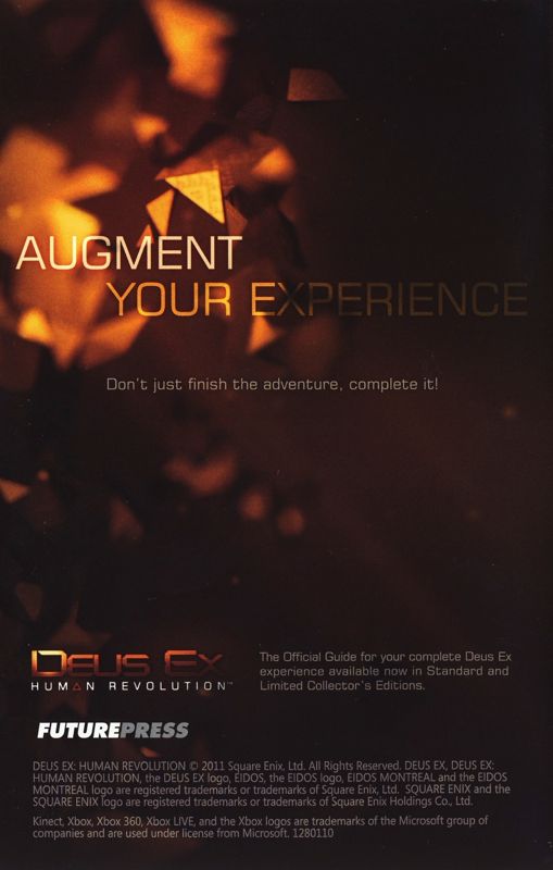 Manual for Deus Ex: Human Revolution (Xbox 360): Back