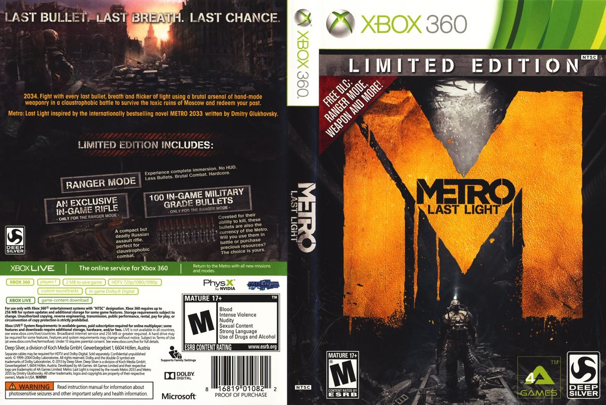 Jogo Metro Last Light Limited Edition Para Xbox 360 em Promoção na  Americanas