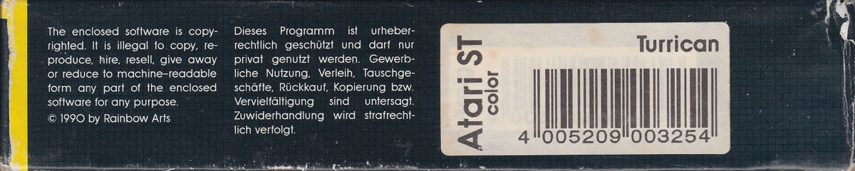 Spine/Sides for Turrican II: The Final Fight (Atari ST): Bottom