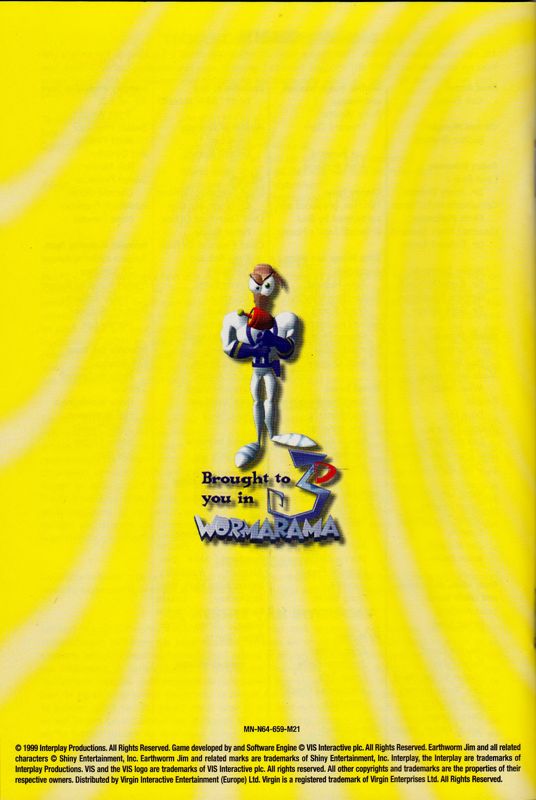 Manual for Earthworm Jim 3D (Nintendo 64): Back