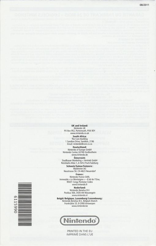 The Legend Of Zelda Skyward Sword Wii Instruction Manual Booklet – Original, English