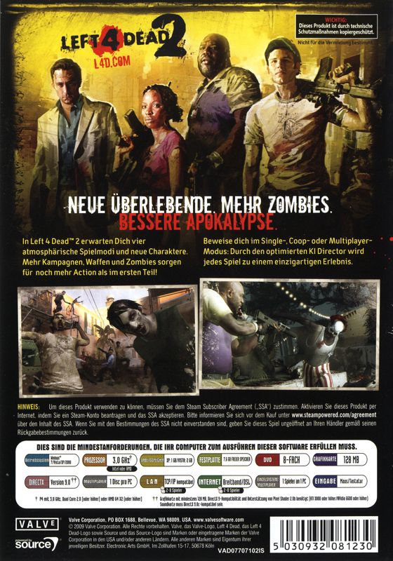 Back Cover for Left 4 Dead 2 (Windows)