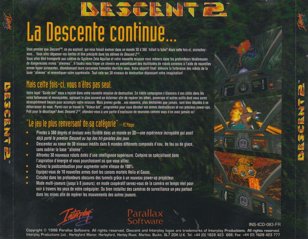 Other for Descent II (DOS and Windows): Full Back Cover