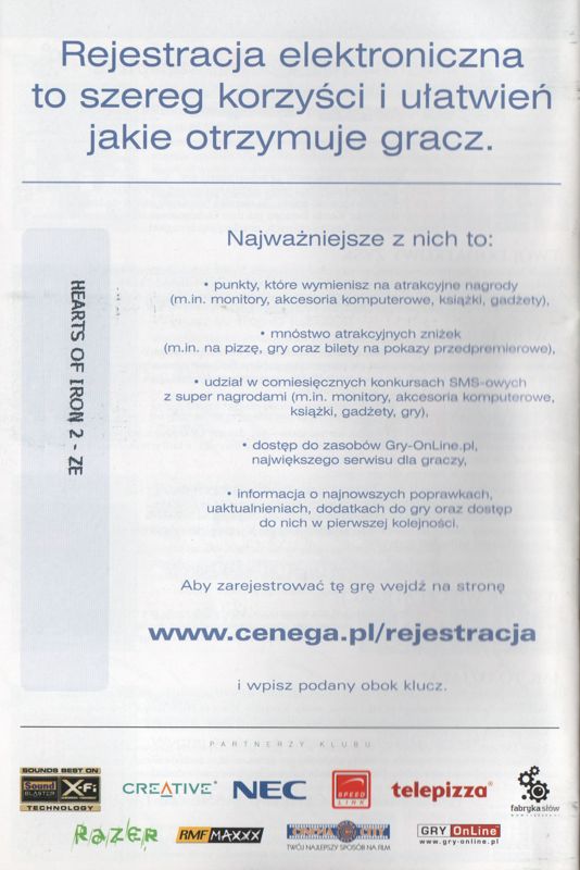Advertisement for Hearts of Iron II: Złota Edycja (Windows) (Super$eller release): Back