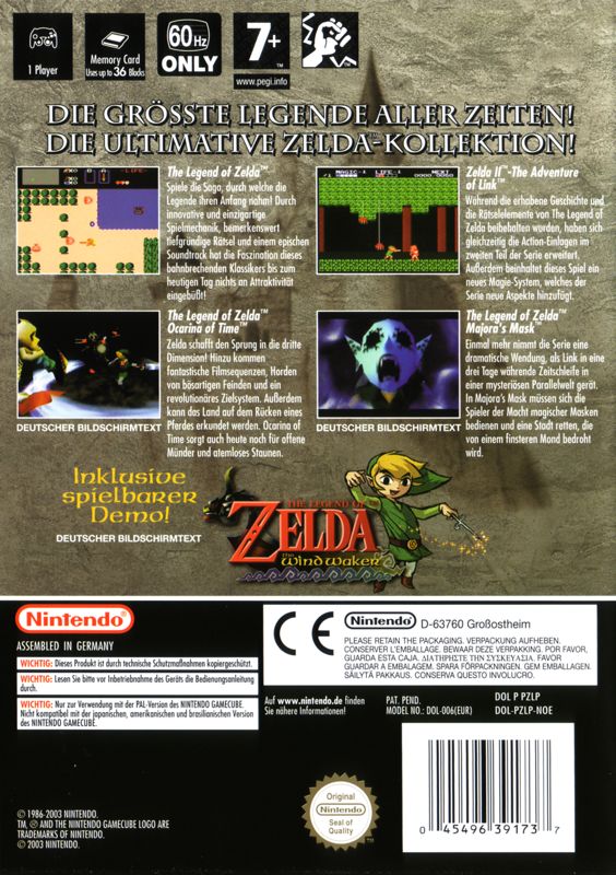 Back Cover for The Legend of Zelda: Collector's Edition (GameCube)