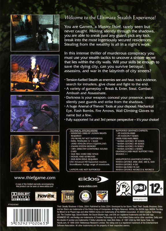Back Cover for Thief: Deadly Shadows (Windows)