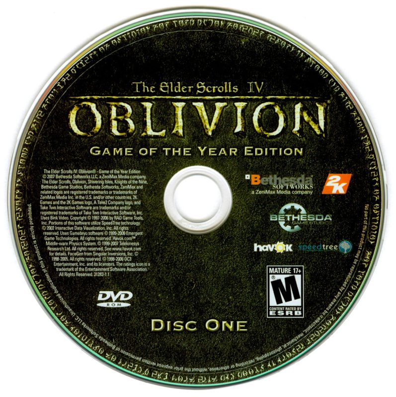 Media for The Elder Scrolls IV: Oblivion - Game of the Year Edition (Windows): Disc 1/2