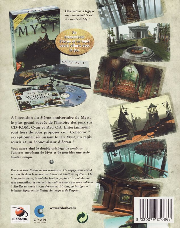 Back Cover for Myst (Desktop Edition) (Windows and Windows 3.x)