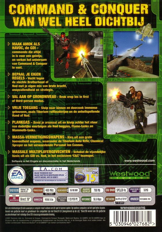 Back Cover for Command & Conquer: Renegade (Windows)