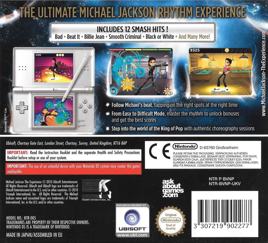 Back Cover for Michael Jackson: The Experience (Nintendo DS)