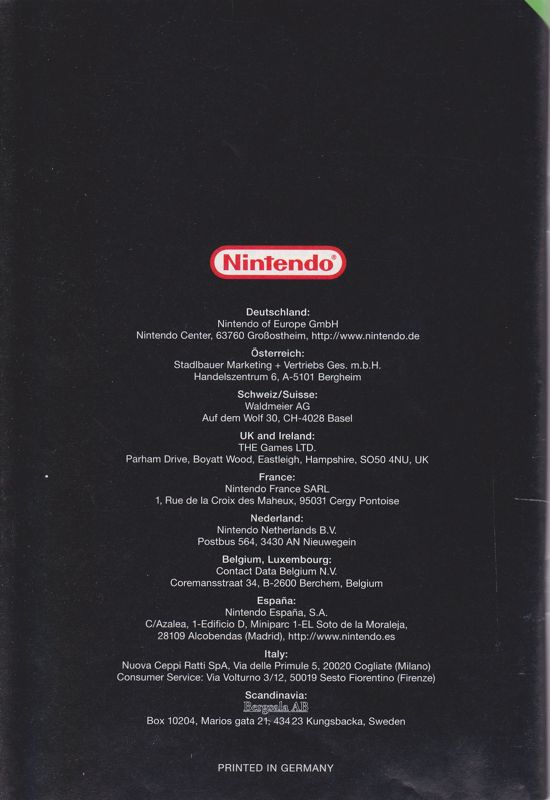 Manual for Super Smash Bros. (Nintendo 64): Back