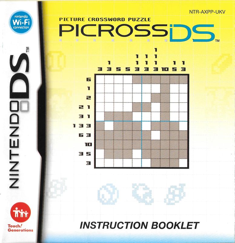 Manual for Picross DS (Nintendo DS): Front