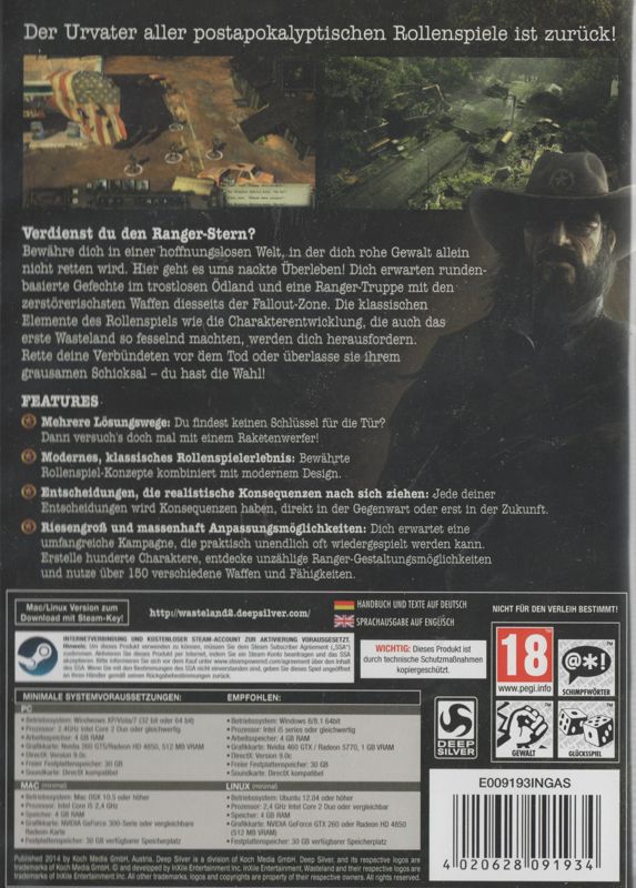Other for Wasteland 2 (Ranger Edition) (Linux and Macintosh and Windows): Keep Case - Back