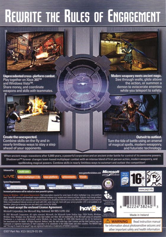 Back Cover for Shadowrun (Windows)