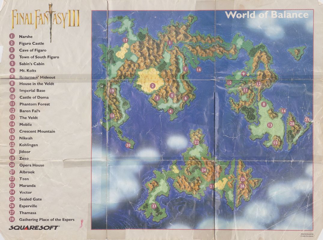 Map for Final Fantasy III (SNES): World of Balance