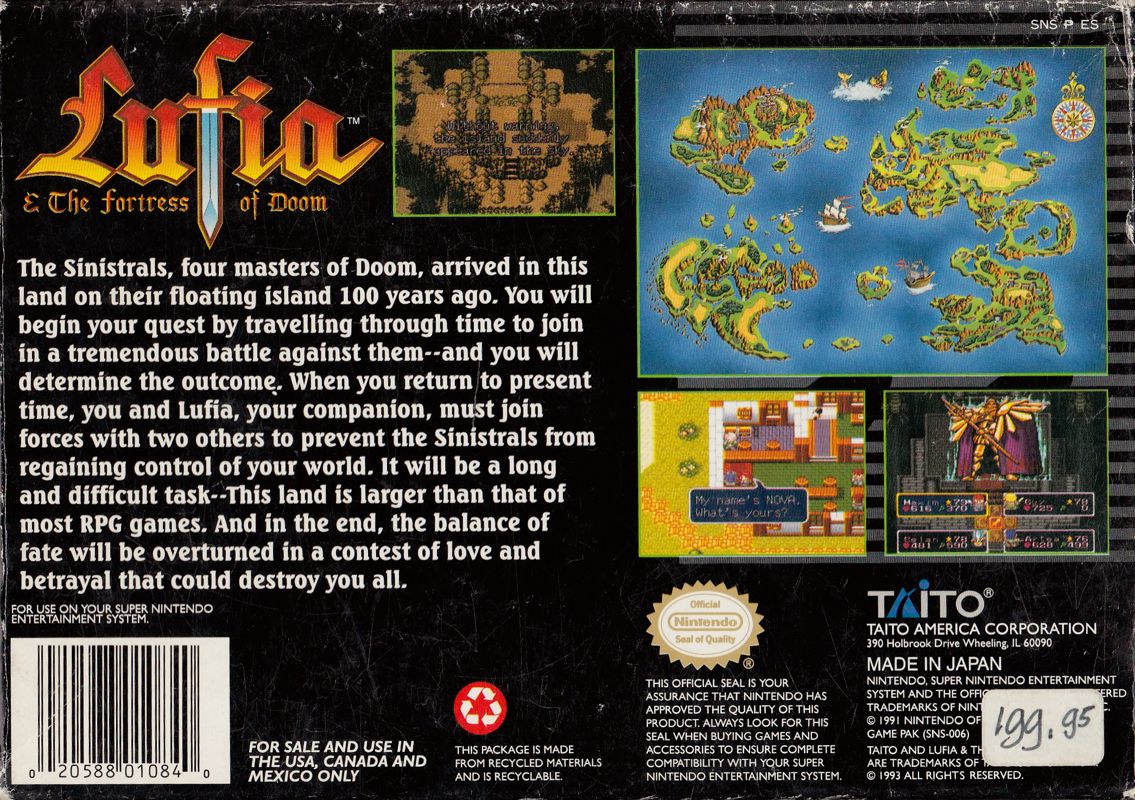 Back Cover for Lufia & the Fortress of Doom (SNES)