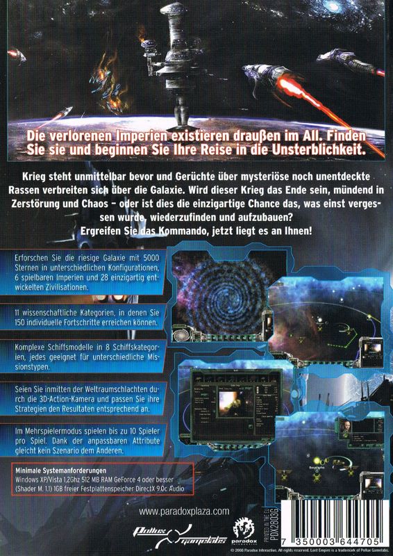 Back Cover for Lost Empire: Immortals (Windows)