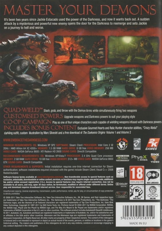 Other for The Darkness II (Limited Edition) (Windows): Keep Case - Back