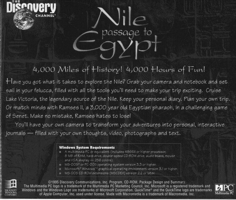 Back Cover for Nile: Passage to Egypt (Windows 16-bit)