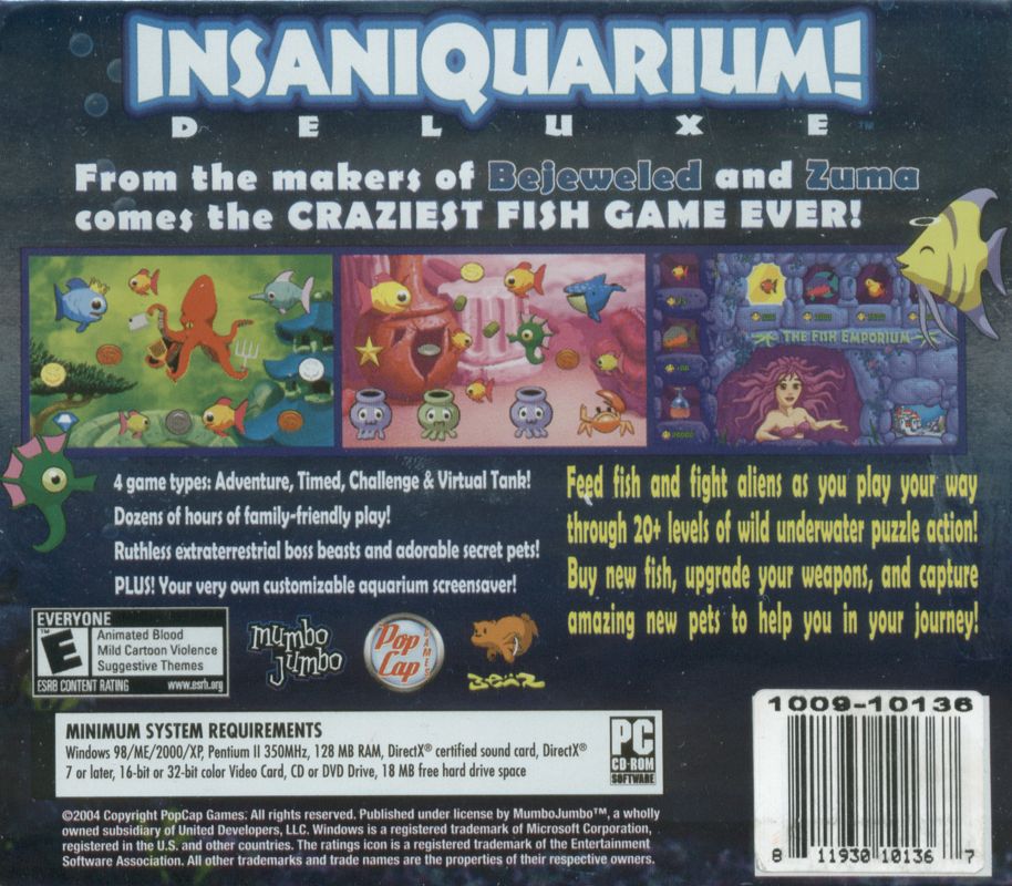 Back Cover for Insaniquarium! Deluxe (Windows)