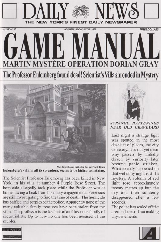 Manual for Crime Stories: From the Files of Martin Mystère (Windows): Front
